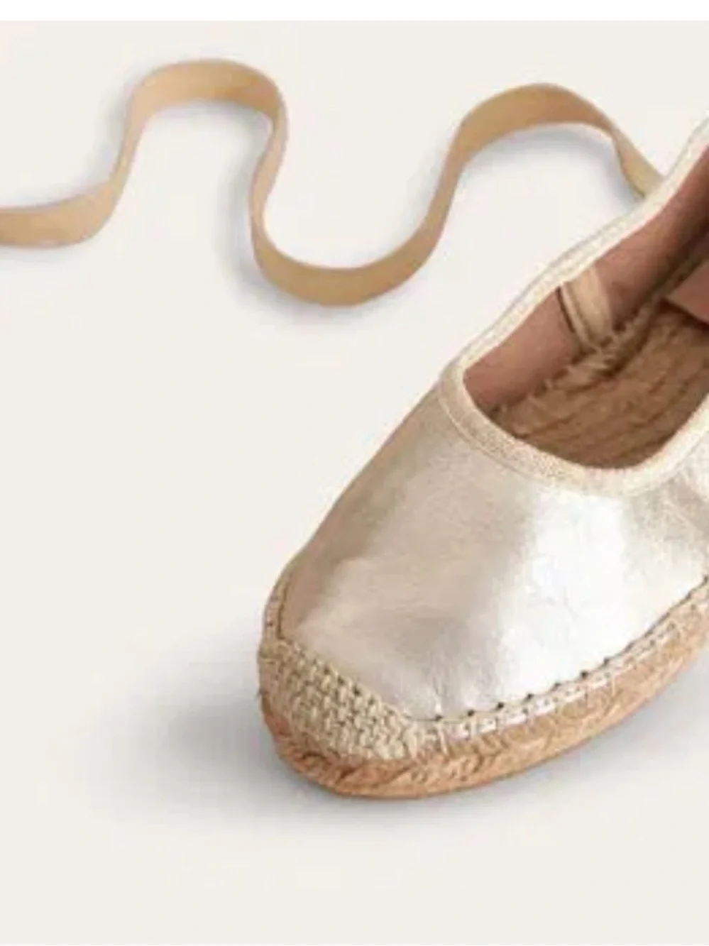 BODEN Ankle Tie Espadrilles/gold foil